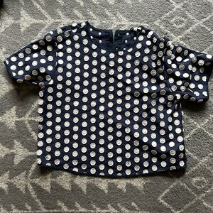 Madewell Women's Navy and White Polka Dot Tee